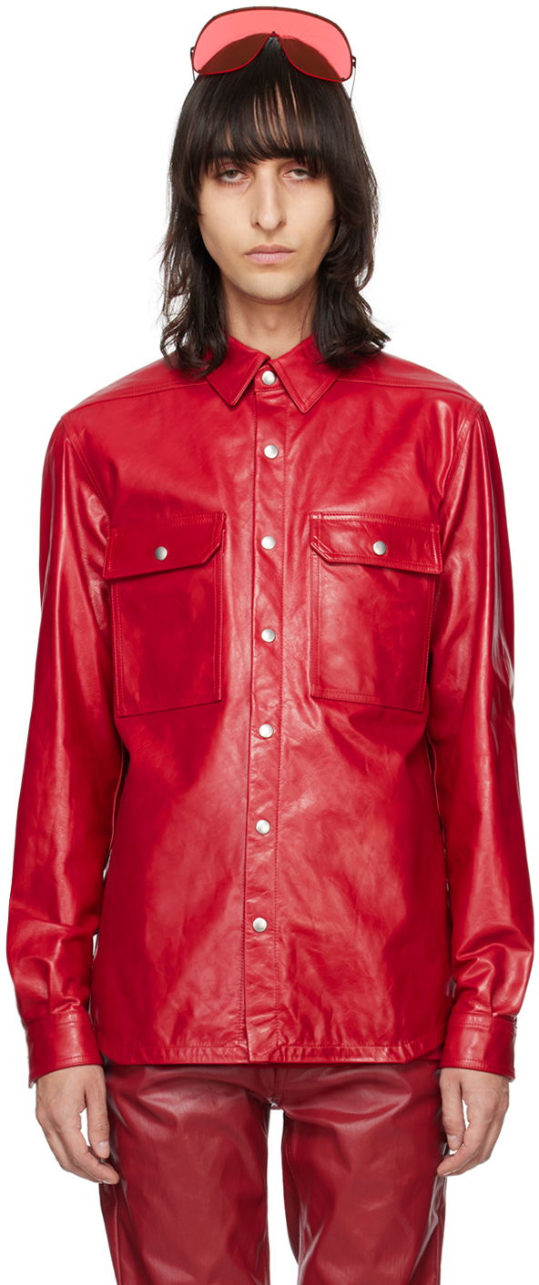 Paita Rick Owens Rick Owens Leather Overshirt Punainen | RU01D3729 LSU