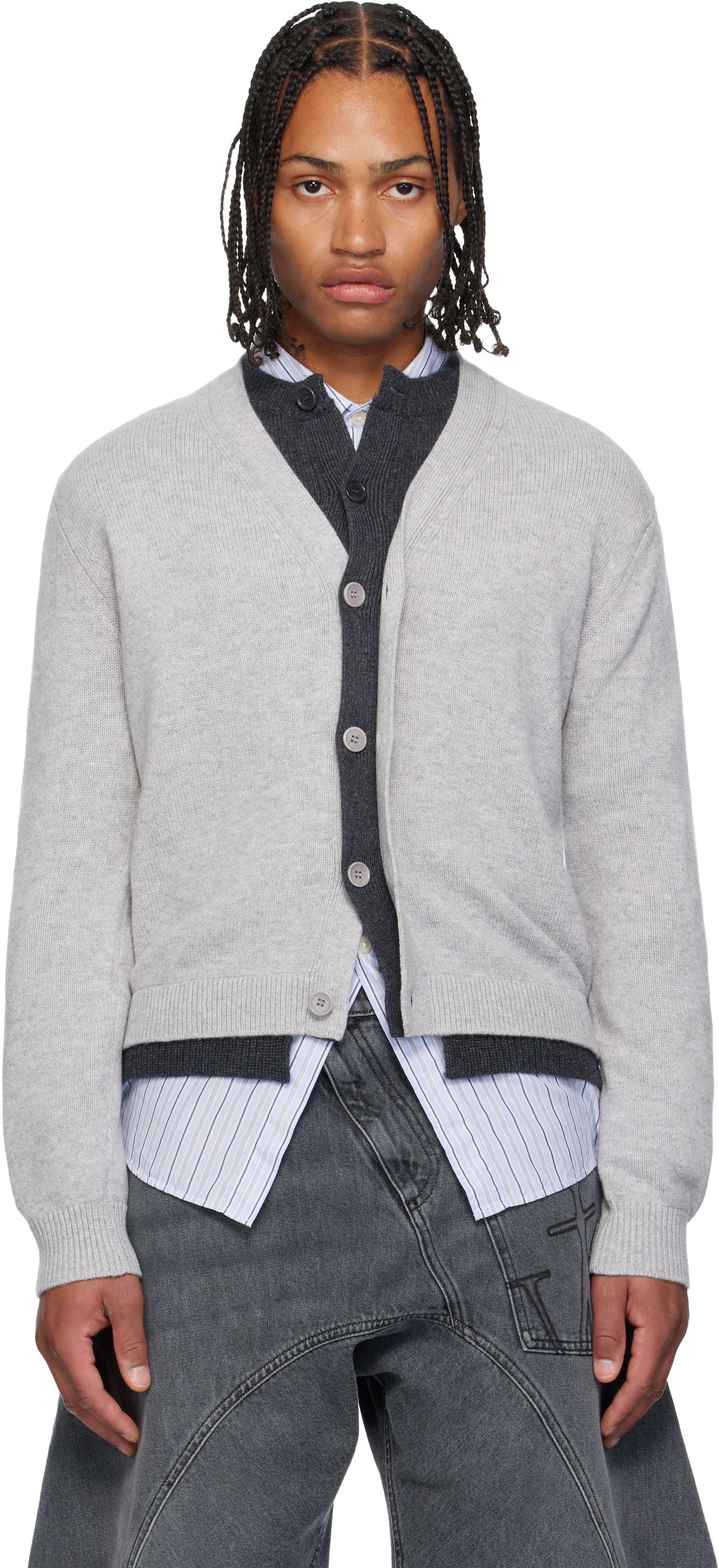 Villapaita JW Anderson JW Anderson Layered Cardigan Harmaa | KW1434-YN0423, 0