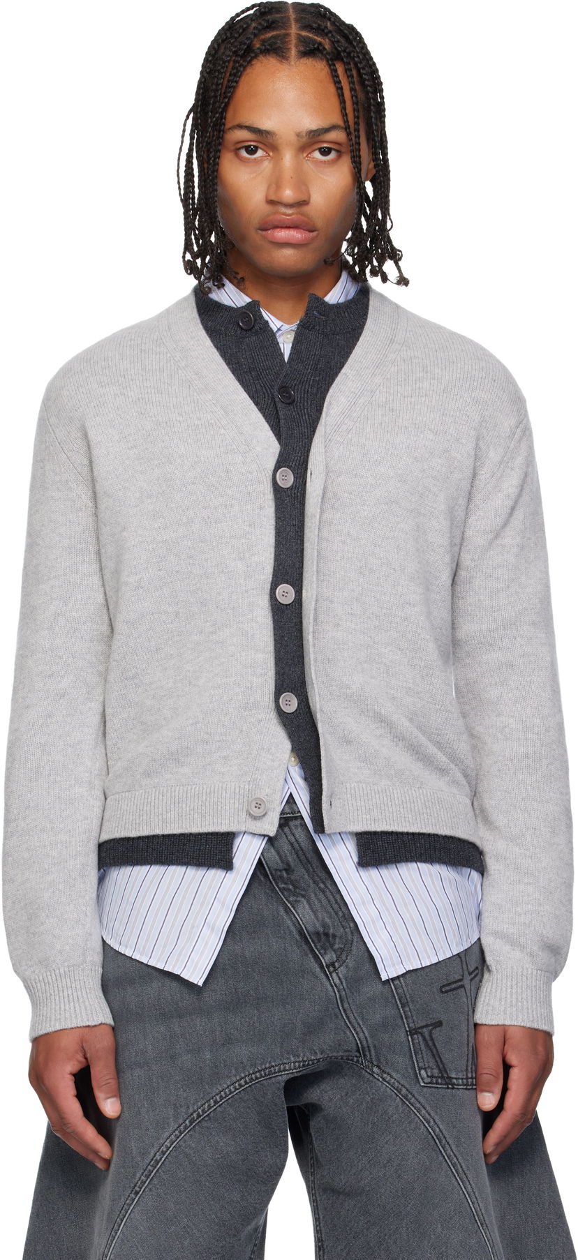 Villapaita JW Anderson JW Anderson Layered Cardigan Harmaa | KW1434-YN0423