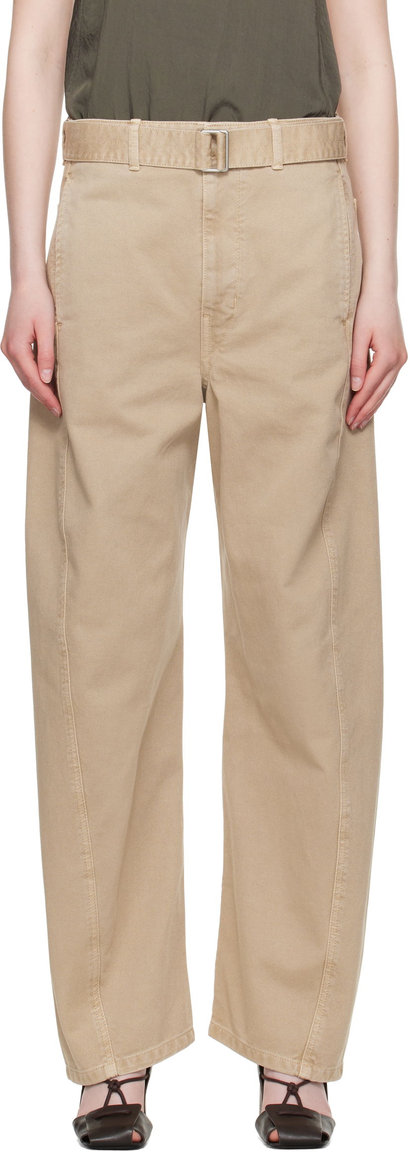 Housut LEMAIRE Lemaire Twisted Belted Pants Beige | PA326 LD1042