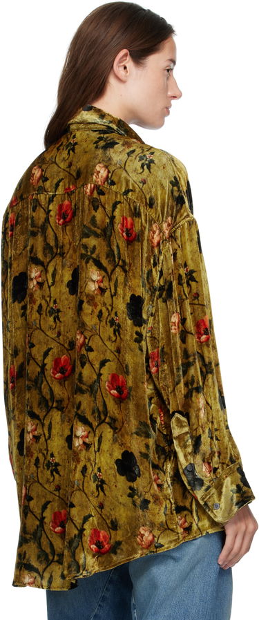 Paita R13 R13 Floral-Print Velvet Drop-Neck Shirt Vihreä | R13WR004-R595A, 2