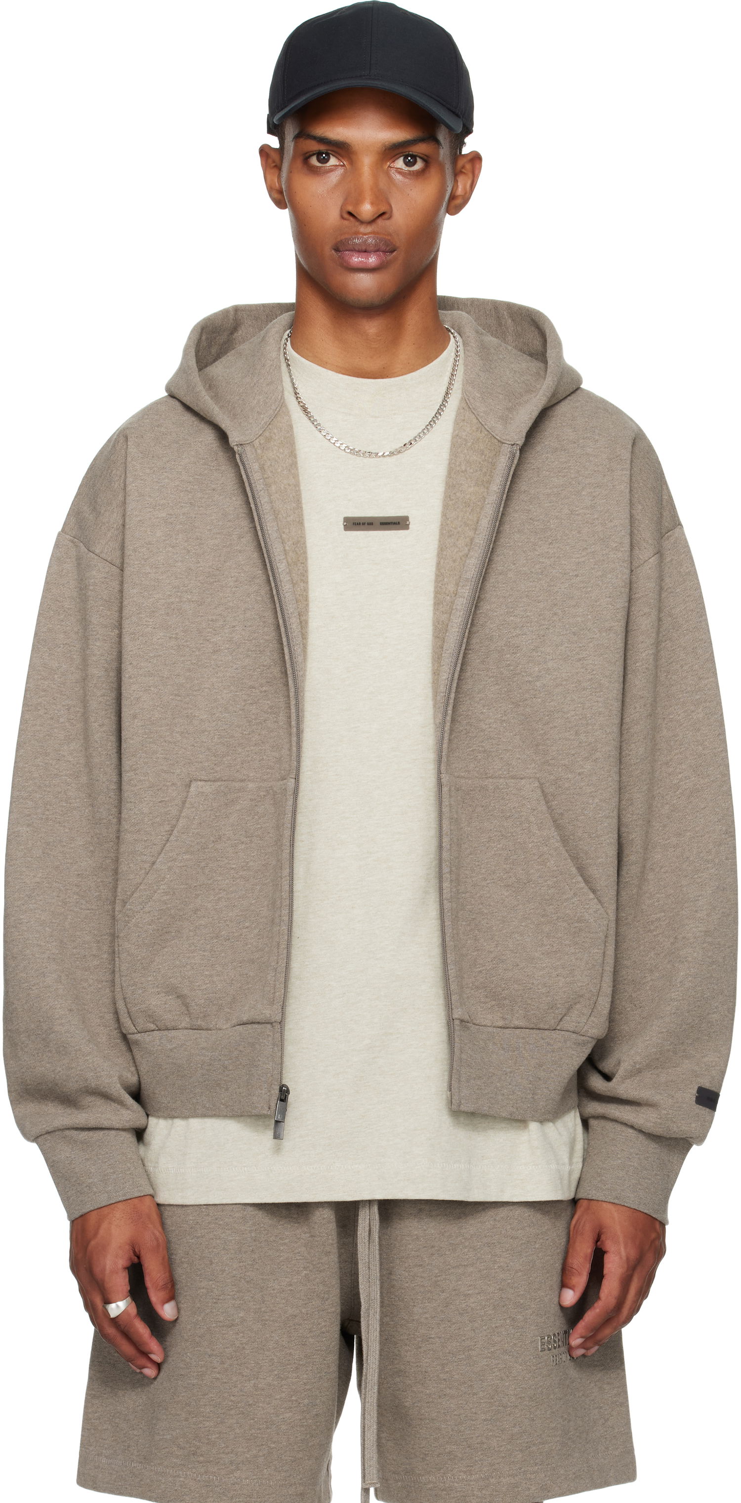 Huppari Fear of God Fear of God ESSENTIALS Classic Fit Fleece Zip-Up Hoodie Harmaa | 192SP254783F, 0