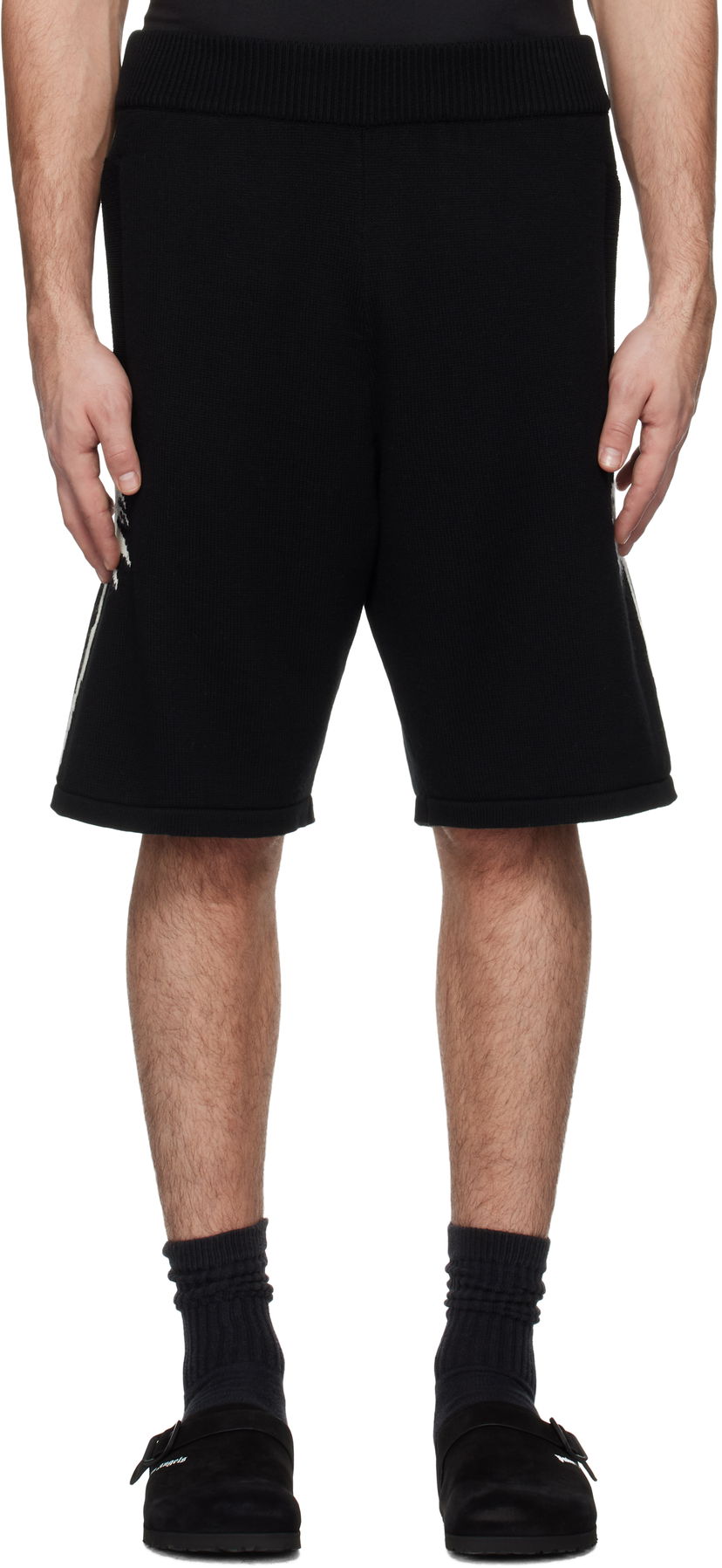 Shortsit Palm Angels Knitted Palms Shorts Musta | PMHM012S25KNI0021003