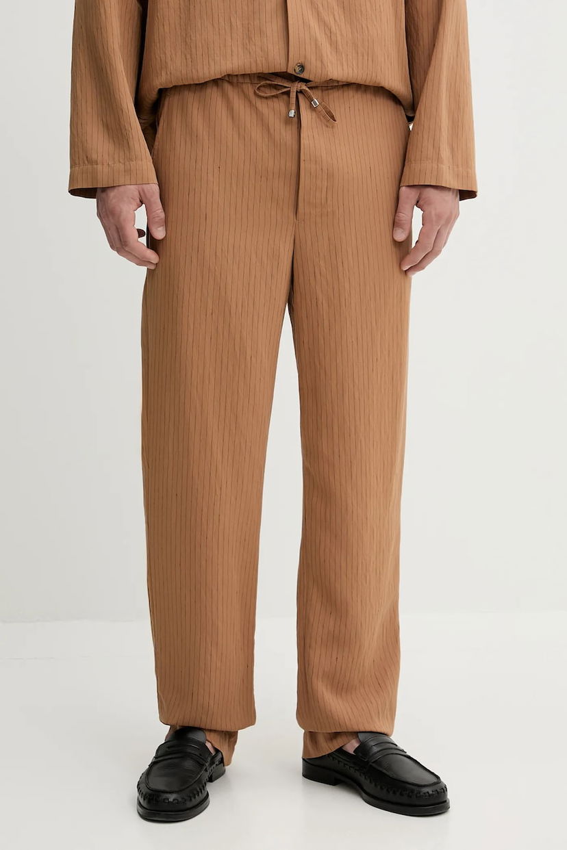 Housut Nanushka Nanushka DEMIS Striped Casual Trousers Ruskea | NM25SSPA11675