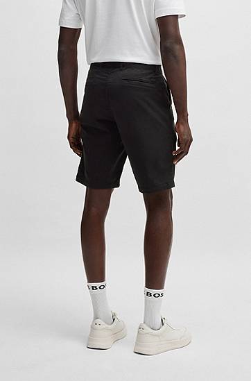 Shortsit BOSS Slim-Fit Stretch Cotton Twill Shorts Musta | 50536723, 1