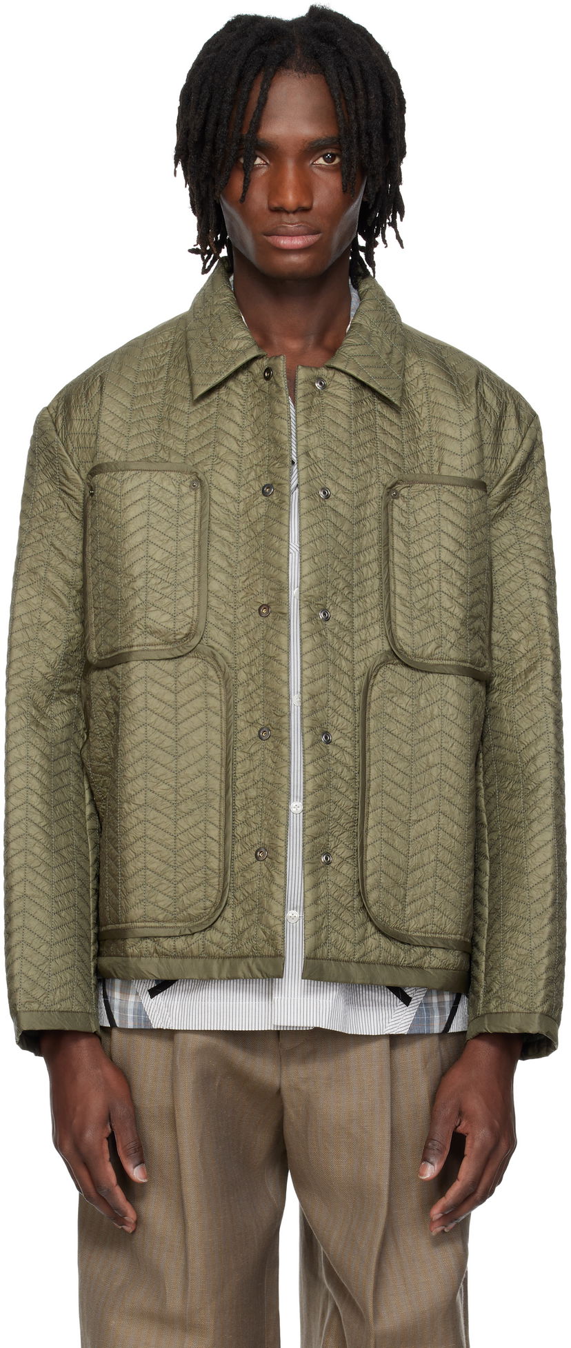Puffer takki Craig Green Craig Green Quilted Worker Jacket Vihreä | CGSS25CWOJKT82
