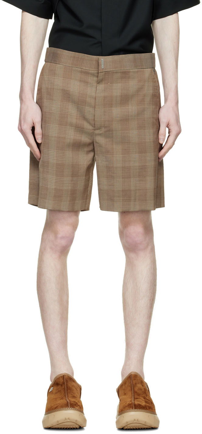 Shortsit Givenchy Designer Wool Plaid Shorts Ruskea | BM50YC147F