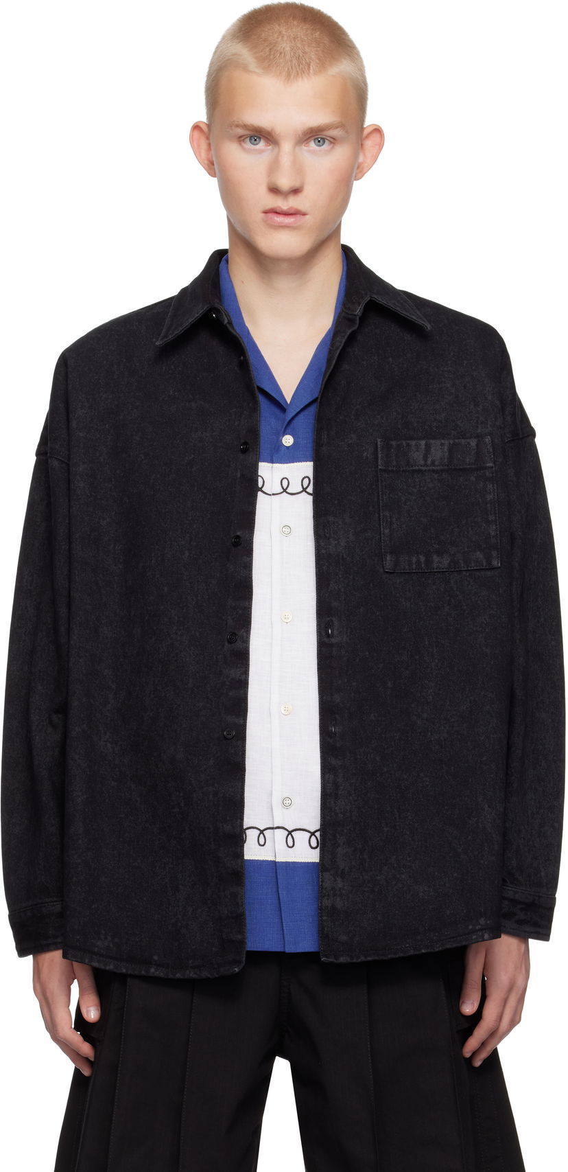Paita Marni Faded Denim Shirt Musta | CUJU0061A2 USCV35