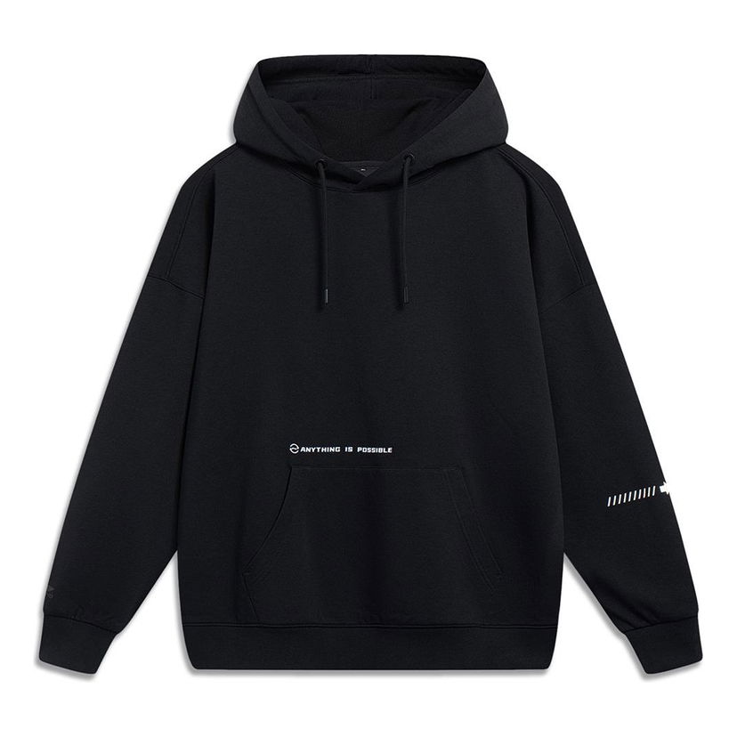 Huppari Li-Ning Anything Is Possible Graphic Print Hoodie Musta | AWDT599-1