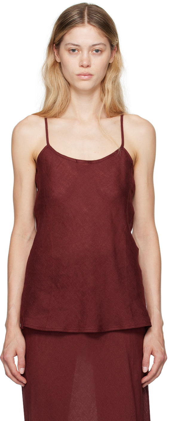 Tankkitoppi Baserange Baserange Dydine Linen Tank Top Burgundia | TODY-LI-AU24