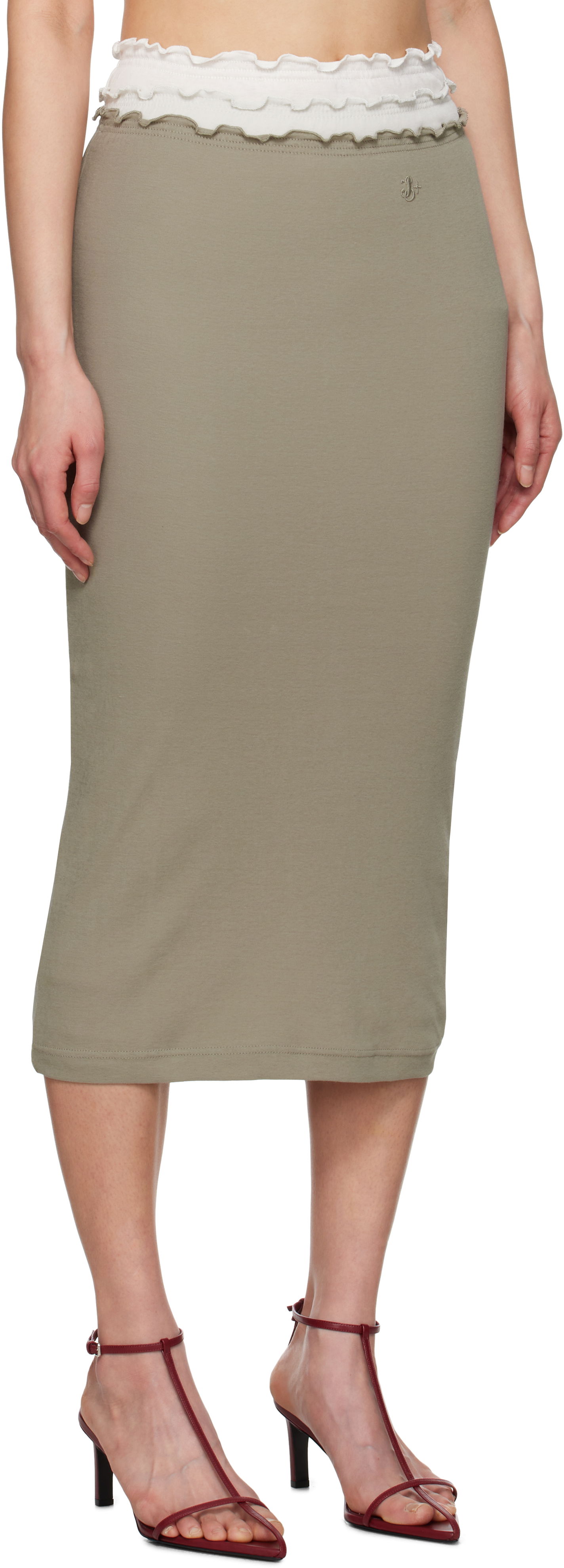 Hame Jil Sander Jil Sander Three Layers Midi Skirt Vihreä | J40FV0105_JTN356, 1