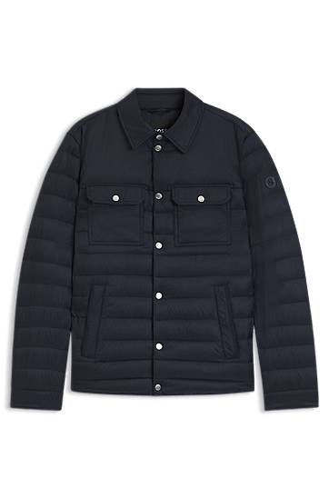 Takki BOSS Water-repellent Down Jacket with Chest Pockets Tummansininen | 50540456