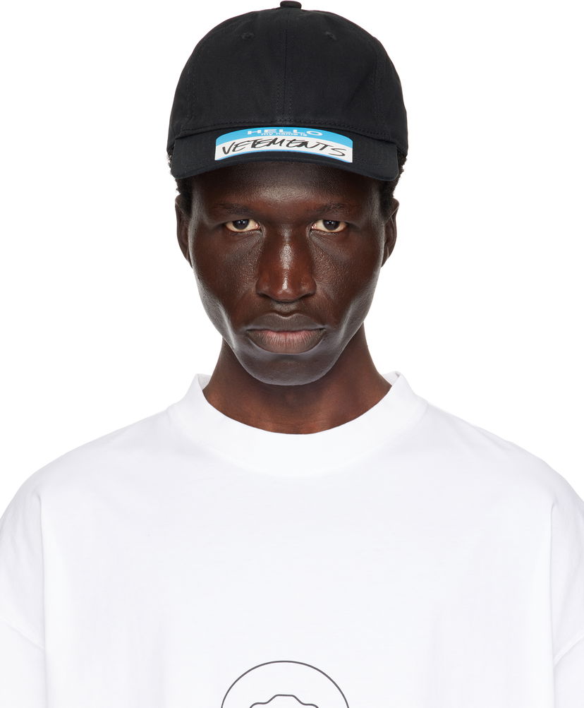 Korkki VETEMENTS My Name Sticker Black Cap Musta | UA66CA110B