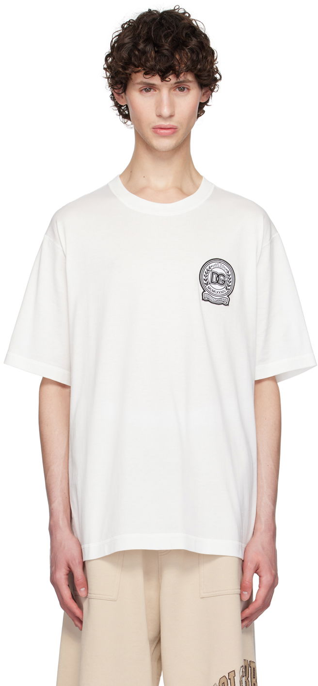 T-paita Dolce & Gabbana Dolce&Gabbana T-Shirt With Embroidered Logo Valkoinen | G8PN9ZG7NYE