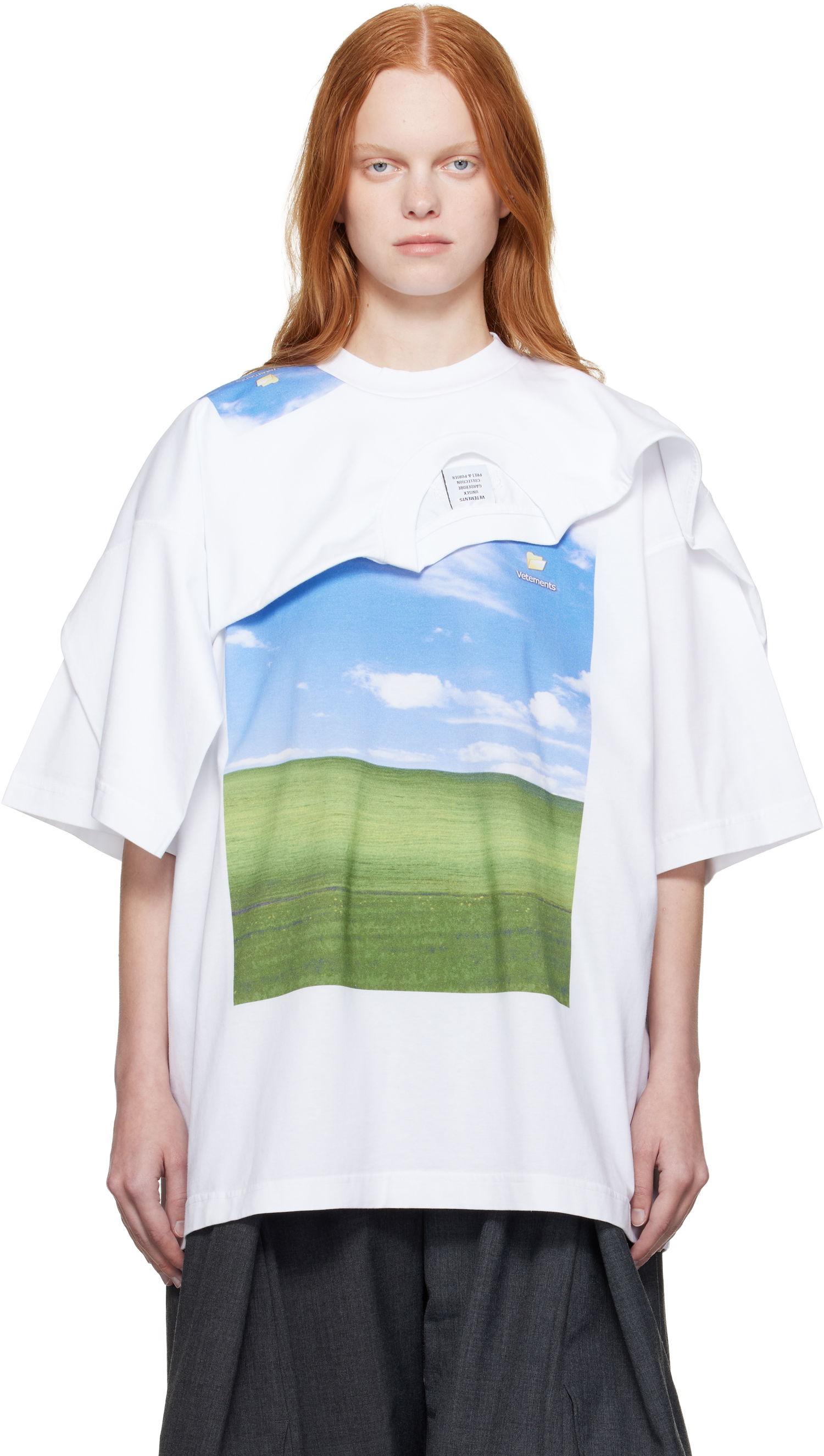 T-paita VETEMENTS Vetements Desktop Double Layered T-Shirt Valkoinen | UH76TR770W, 0