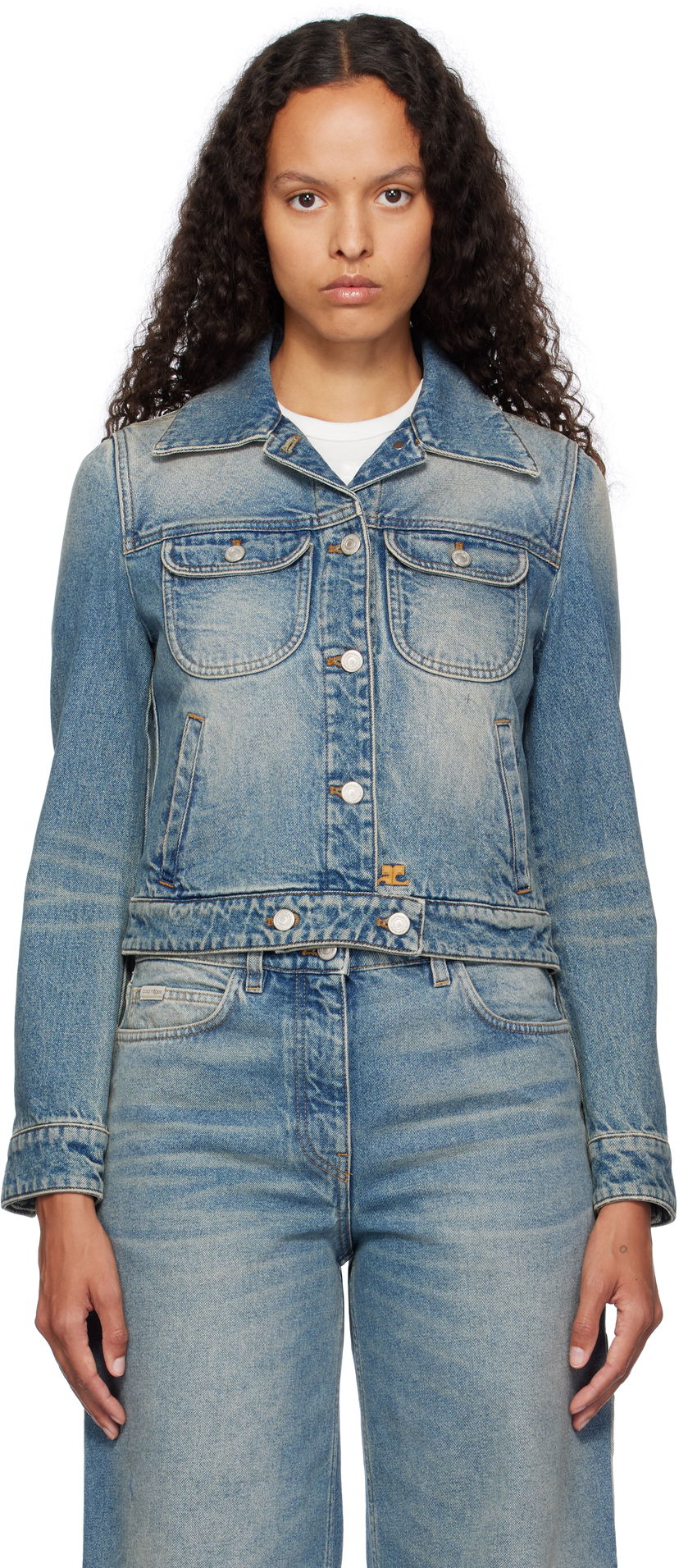 Takki Courrèges Courrèges Denim Trucker Jacket Sininen | 324DBL002DE0033