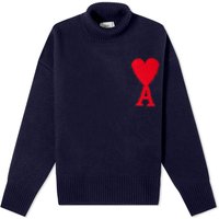Villapaita AMI Large A Heart Roll Neck Knit Tummansininen | UKS406-018-4005, 2