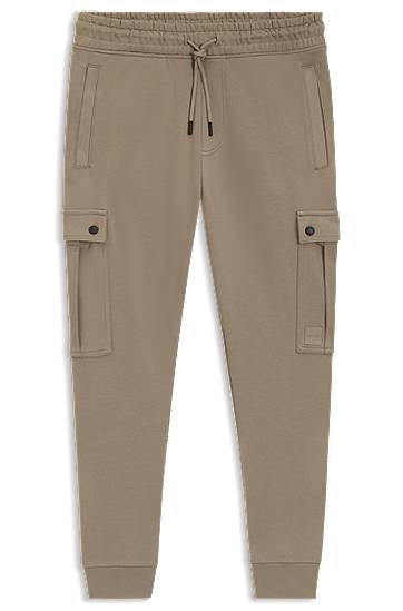Verryttelyhousut BOSS Relaxed-Fit Cotton-Terry Cargo Joggers Beige | 50542917