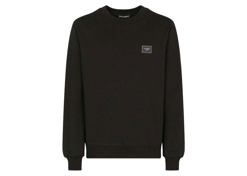 Huppari Dolce & Gabbana Jersey Branded Plate Sweatshirt Black Musta | G9PD3TFU7DUN0000