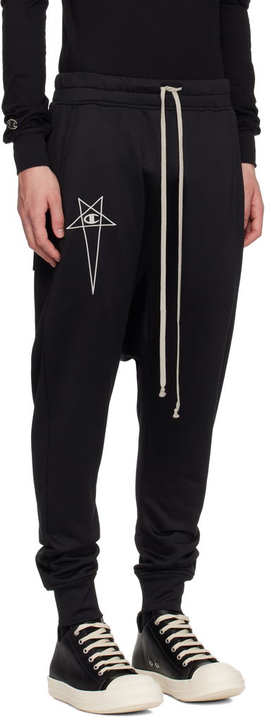 Verryttelyhousut Rick Owens Rick Owens Champion Edition Prisoner Drawstring Sweatpants Musta | CM01E1689 CHJS SHINY SWEAT JERSE, 1