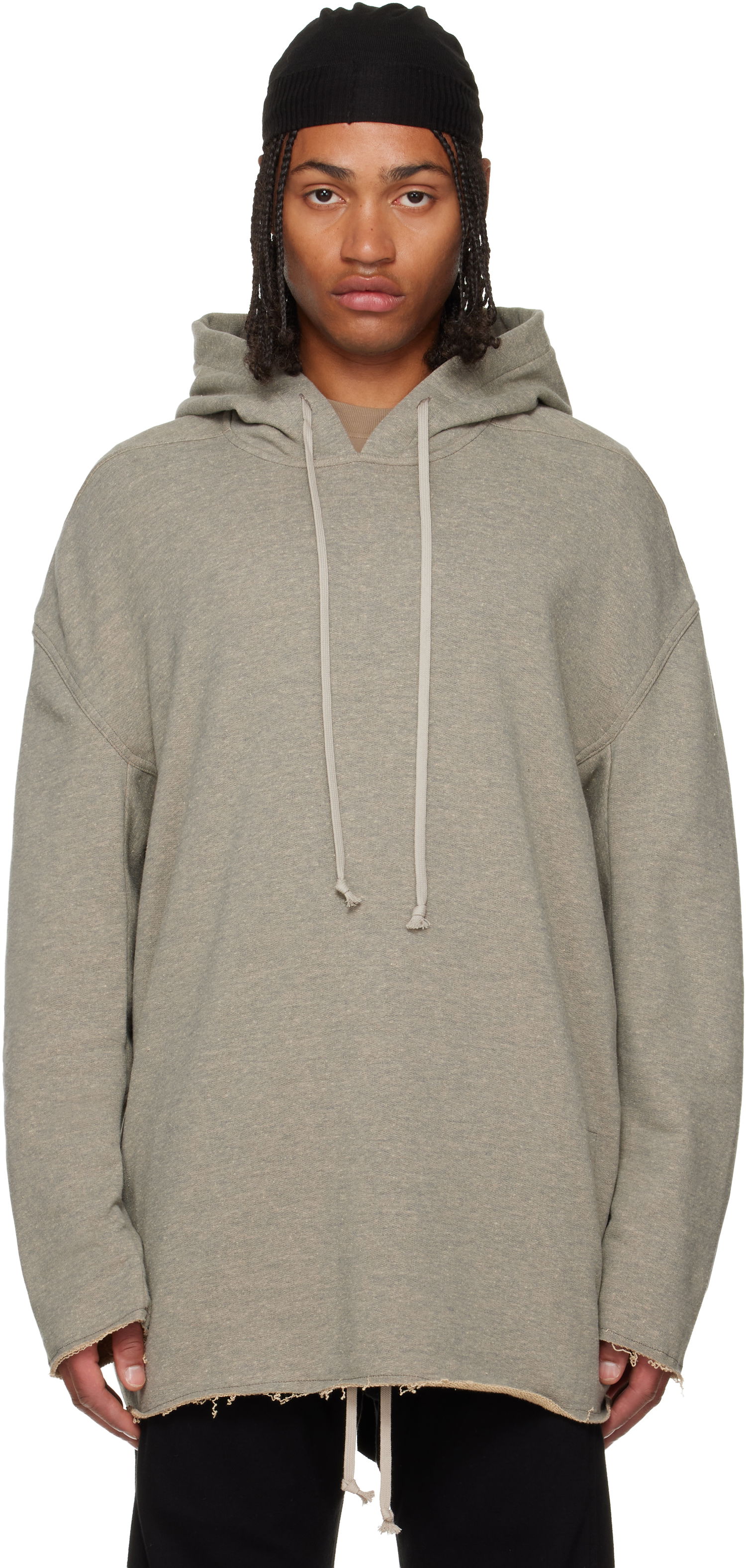 Huppari Rick Owens Rick Owens DRKSHDW Concordians Peter Oversized Raw-Edge Pullover Hoodie Harmaa | DU02E7280 FGM, 0
