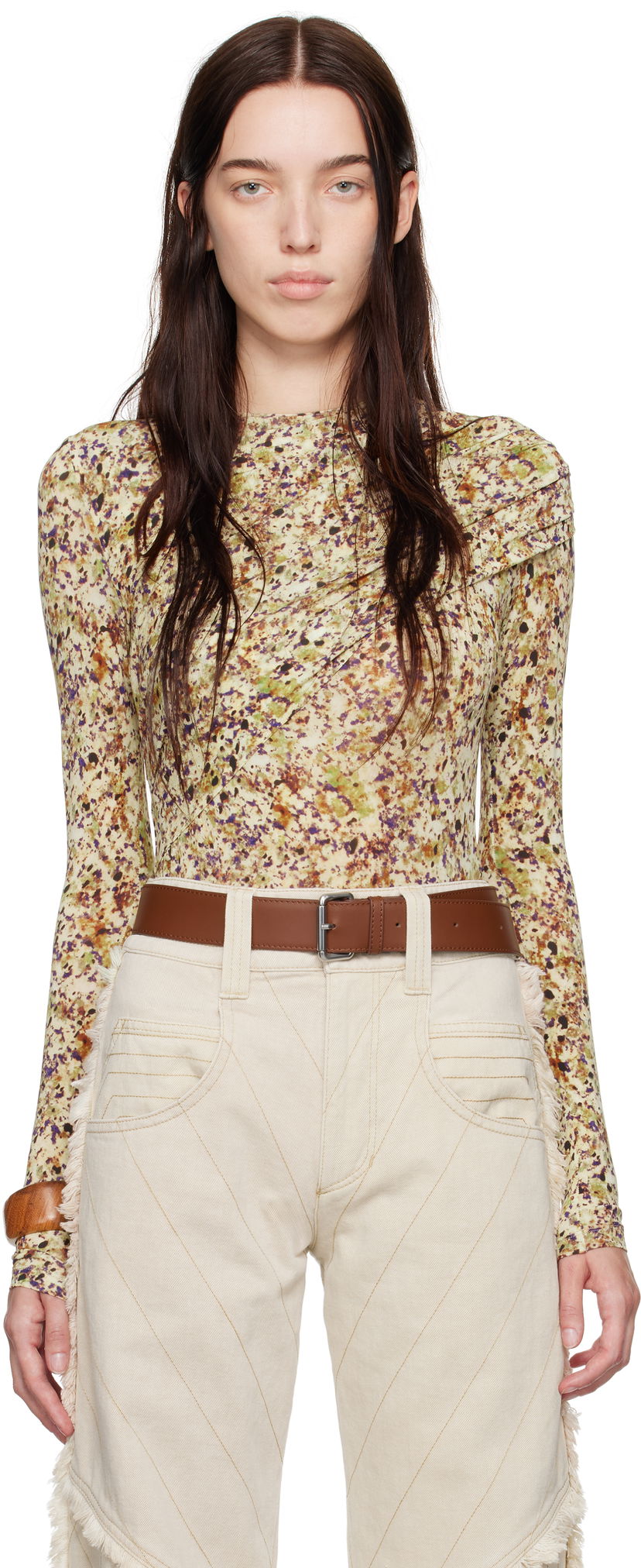 T-paita ISABEL MARANT Asna T-shirt Beige | HT0515FB-B4K02I