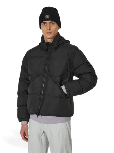 Puffer takki Stone Island Garment Dyed Crinkle Reps Down Jacket Black Musta | 791540623 V0029