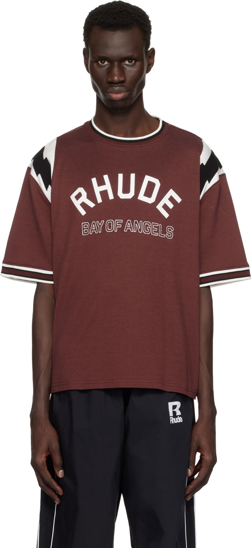 T-paita Rhude Rhude Lightning Ringer Jersey T-Shirt Ruskea | RHPS25TT19012