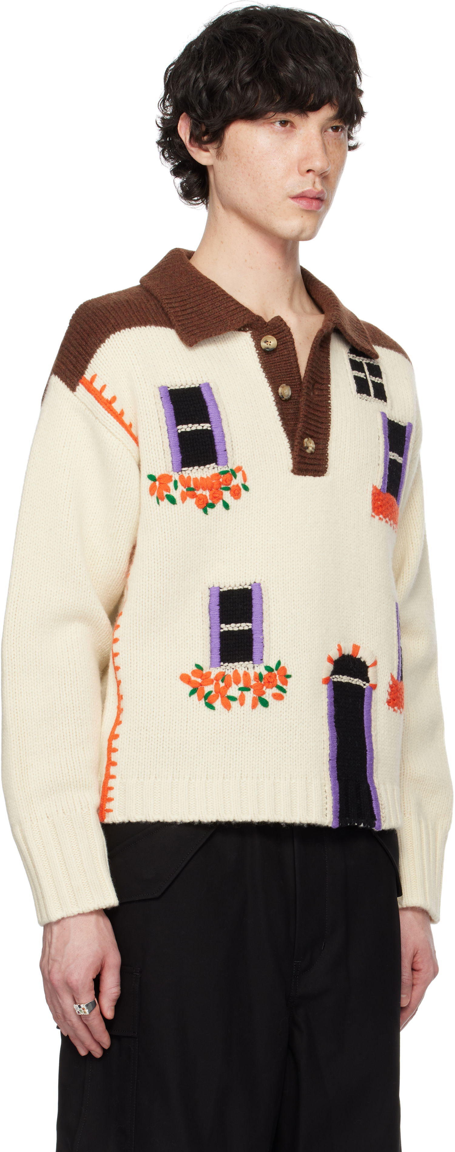 Villapaita JW Anderson JW Anderson House Intarsia Polo Sweater Monivärinen | KW1347-YN0413, 1