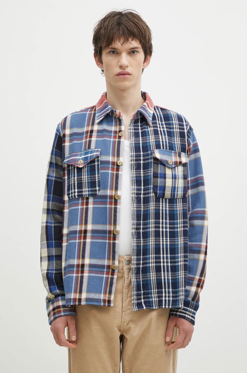 Paita Human Made Crazy Check Relaxed Longsleeve Shirt Sininen | HM28SH014