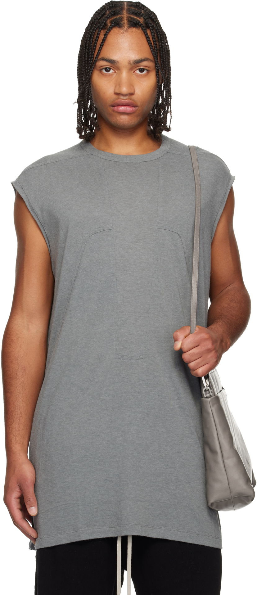 Tankkitoppi Rick Owens Concordians Splintered Tarp Paneled Sleeveless T-shirt Harmaa | RU02E1168 JR