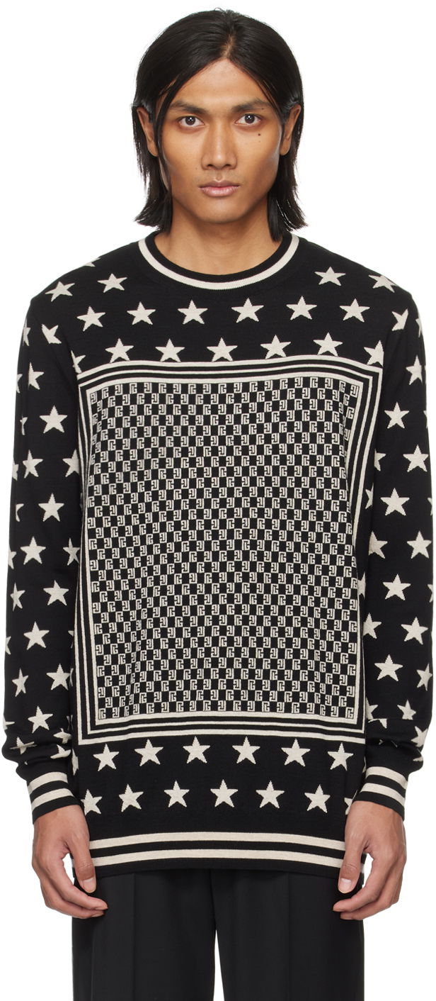 Villapaita Balmain Mini Monogram Stars Sweater Musta | CH1KD000KF77