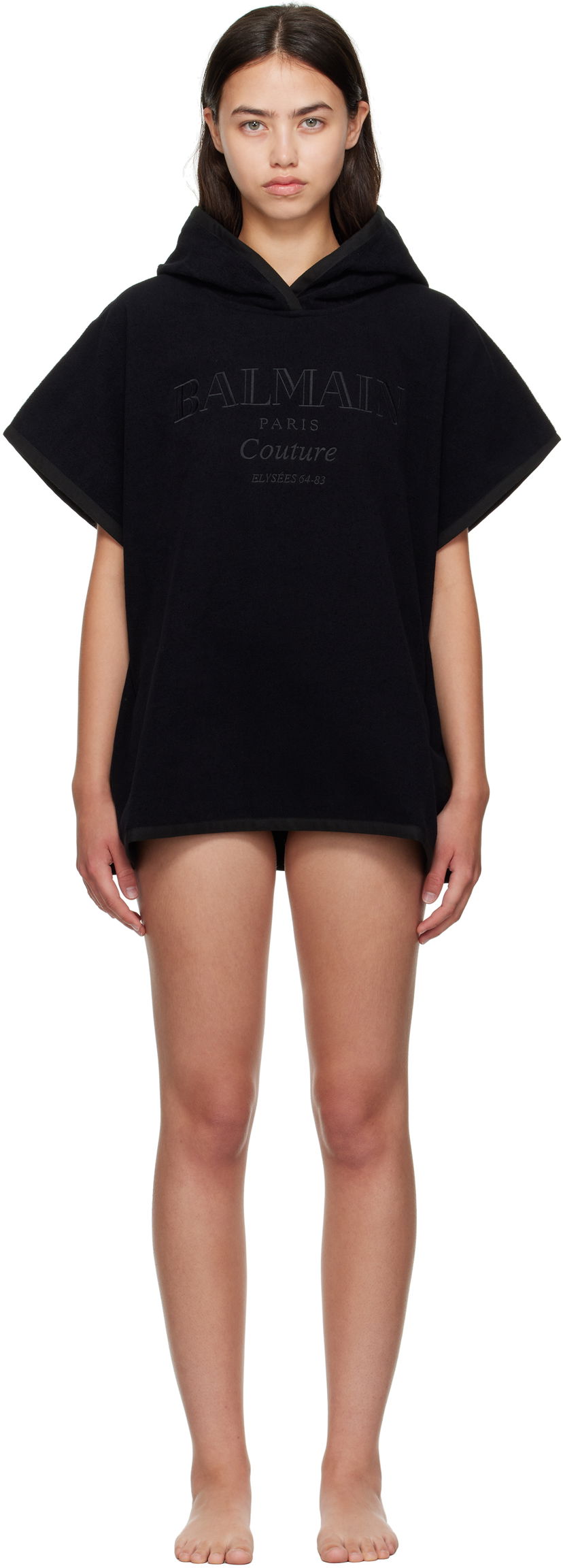 Uimapuvut Balmain Balmain Couture Hooded Cover-up Musta | BKP472400