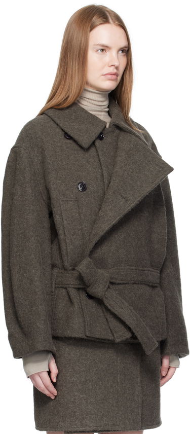 Takit LEMAIRE Short Asymmetrical Bathrobe Coat Musta | CO1149 LF504, 4