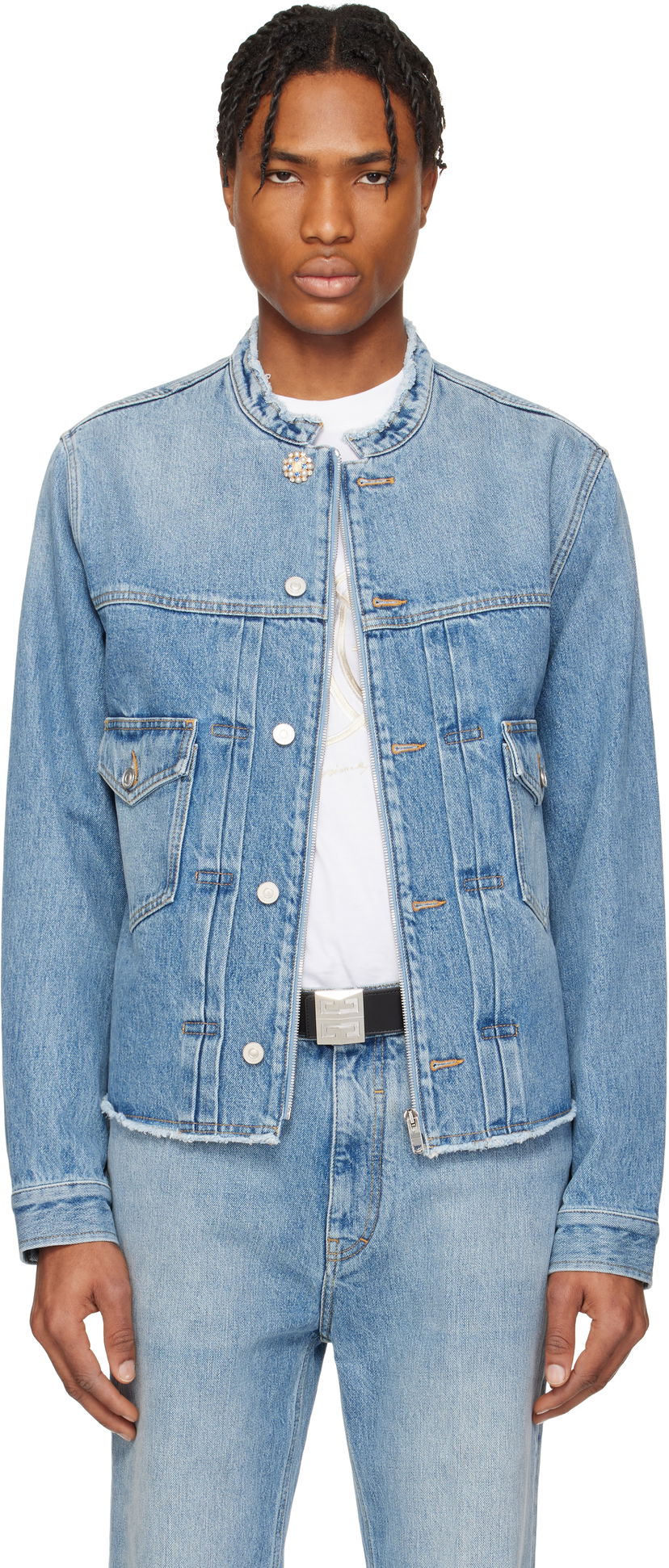 Takki Givenchy Givenchy Reworked Biker Denim Jacket Sininen | BM01BE5YCH415