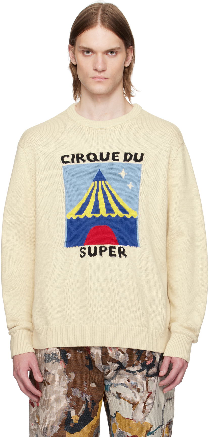 Villapaita KidSuper KidSuper 'Super' Tent Graphic Sweater Beige | SS25-SW-13