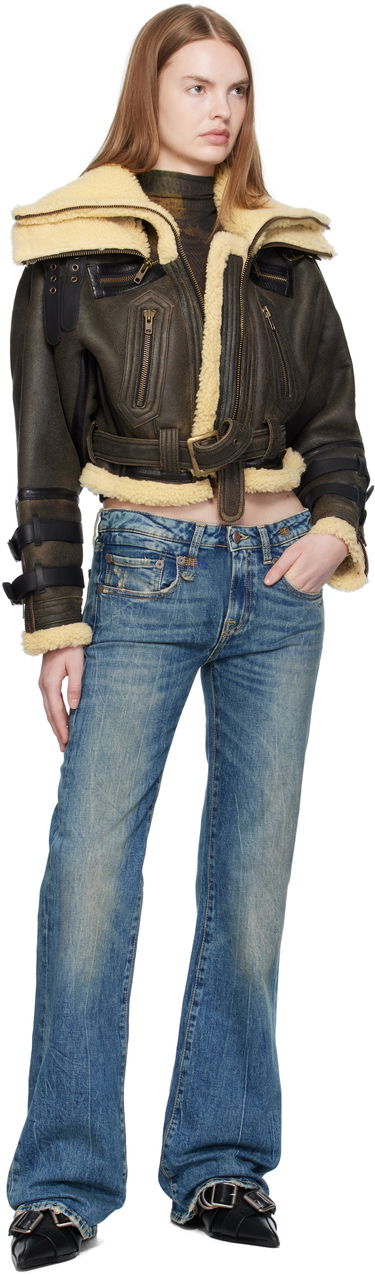 Bomber-takki R13 R13 Cropped Shearling Bomber Jacket Ruskea | R13WR423-R545A, 3