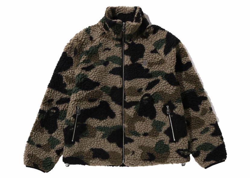 Takki BAPE BAPE 1st Camo Metal Ape Head One Point Fleece Jacket Green Vihreä | 1J80-140-064