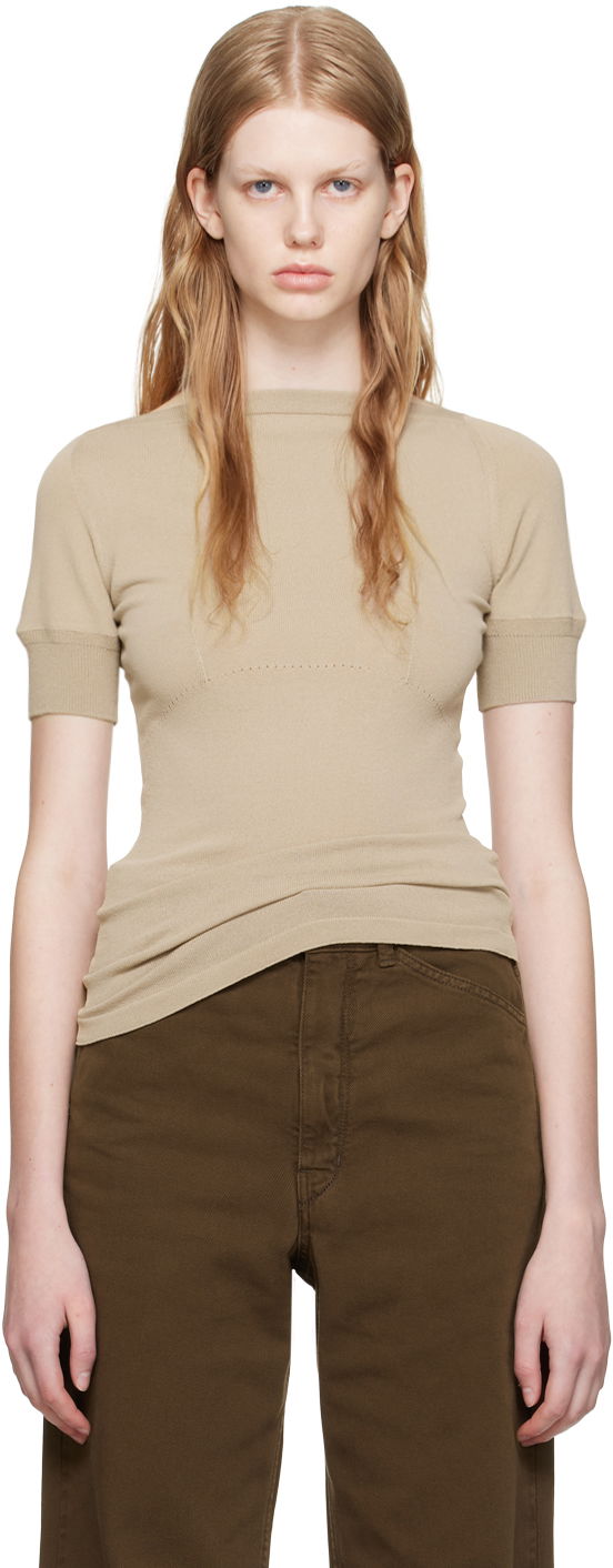T-paita LEMAIRE Lemaire Darted Fitted T-Shirt Beige | TO1044 LK1002