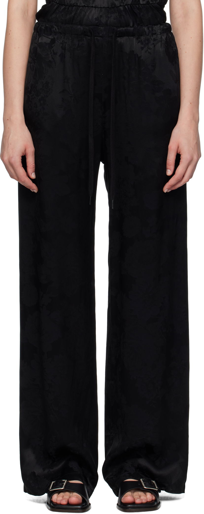 Housut Maison Margiela MM6 Maison Margiela Jacquard Wide-Leg Trousers Musta | S52KA0551 M35471