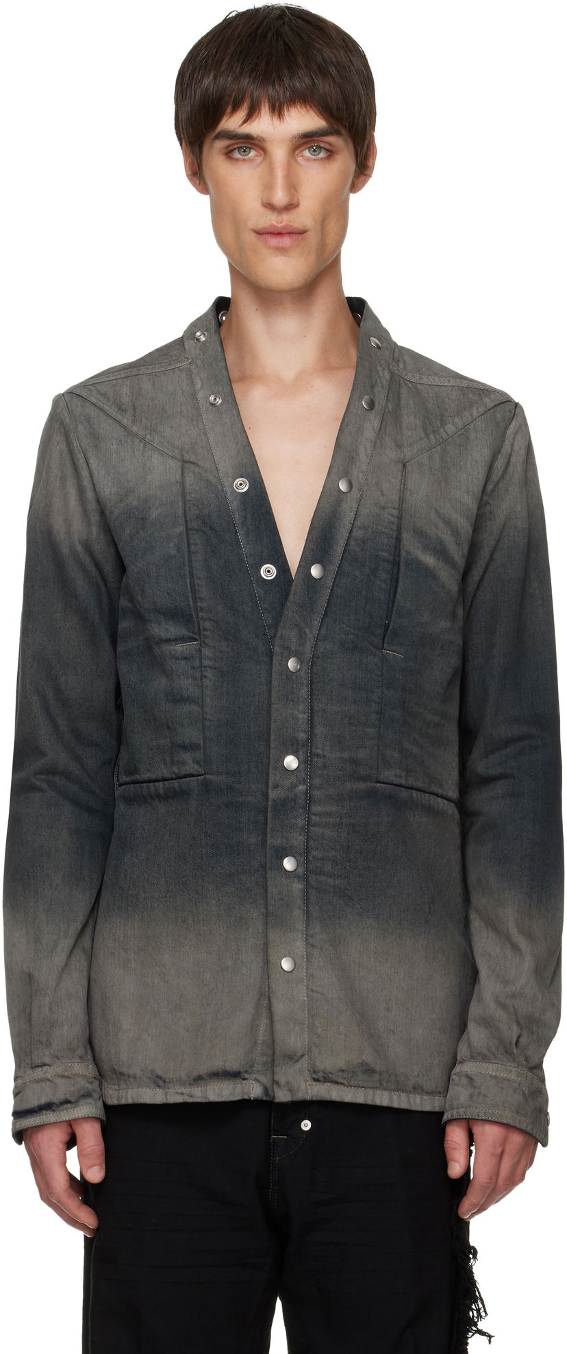 Paita Rick Owens Concordians Larry Fogpocket Denim Shirt Harmaa | RU02E1287 DKDEG