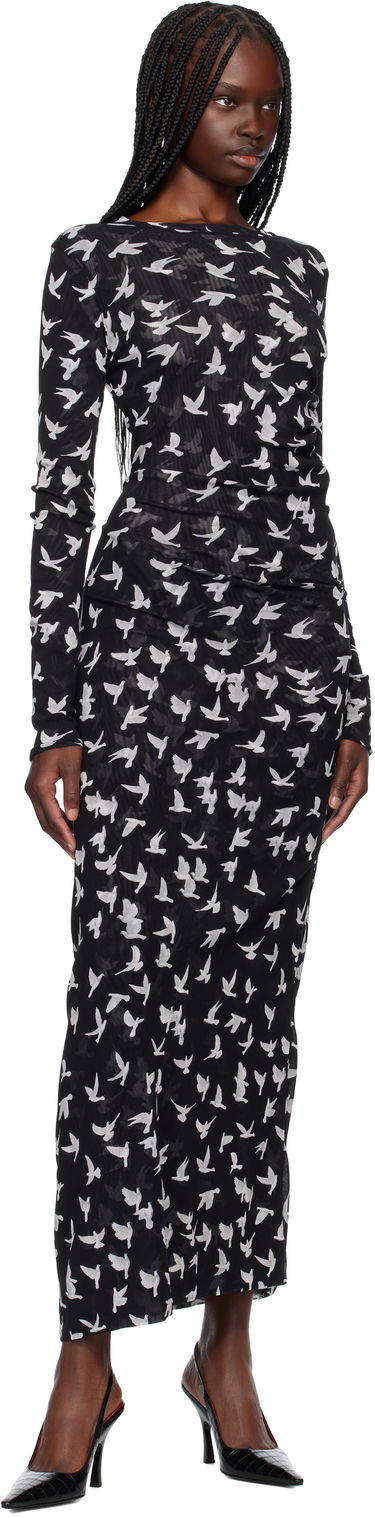 Mekko Stella McCartney Stella McCartney Dove Print Mesh Maxi Dress Musta | 6J03353SPZ89, 3