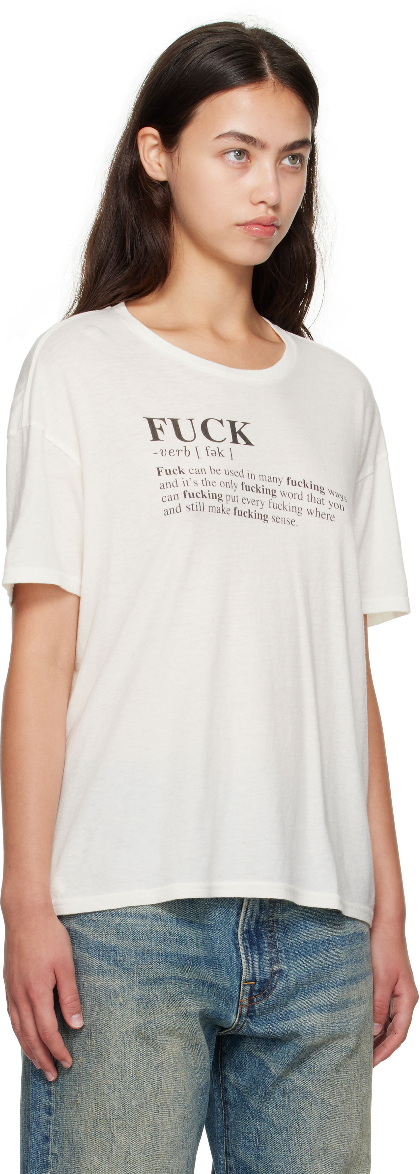 T-paita R13 R13 Relaxed T-Shirt "Fuck" Valkoinen | R13WK141-K115B, 1