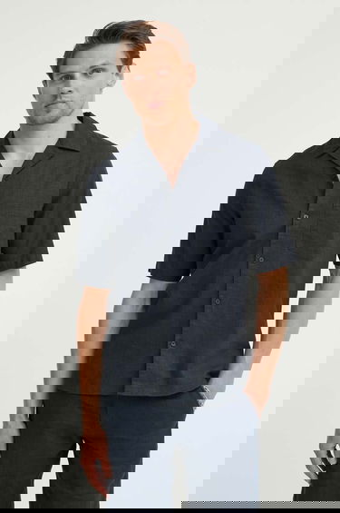 Paita Samsoe Samsoe Samsoe Samsoe SAOSCAR Linen Blend Resort Shirt Tummansininen | M24200074, 0