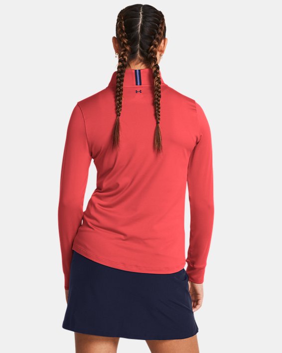 T-paita Under Armour Playoff mit ¼-Zip für Damen Rot Solstice / Midnight Blaue Marine / Midnight Blaue Marine M Punainen | 1383614-814, 1