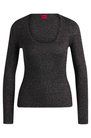 Villapaita BOSS Slim-Fit Sparkle Sweater Musta | 50522557