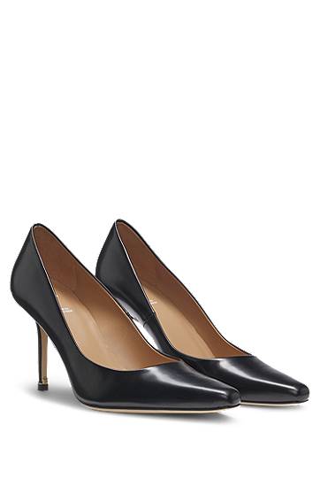Tennarit ja kengät BOSS Polished Leather Pointed-Toe Pumps Musta | 50548509