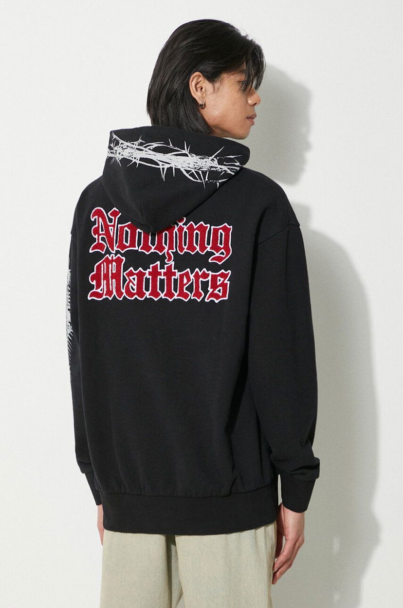 Huppari Aries Nothing Matters Embroidered Hoodie Musta | SUAR20011X