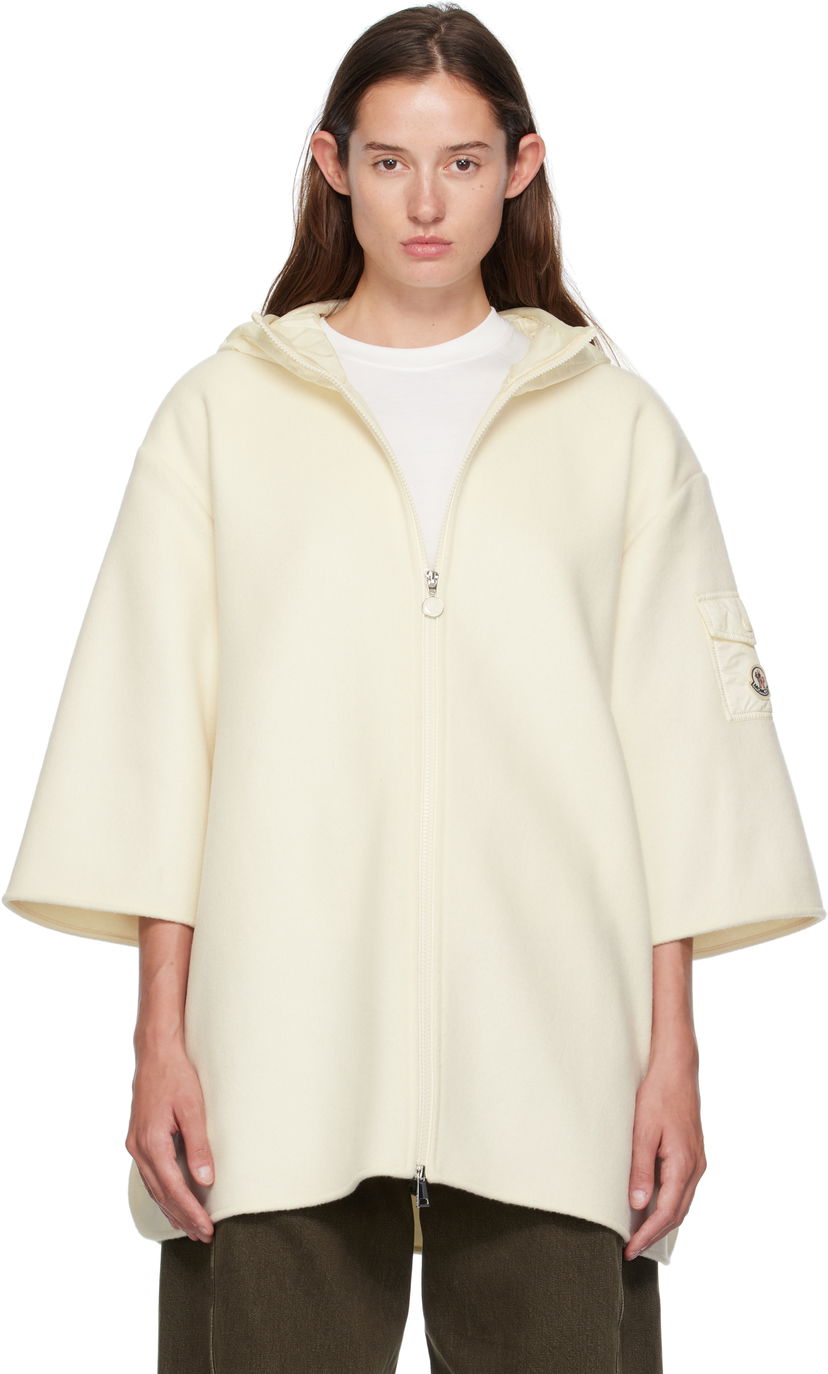 Takki Moncler Moncler Wool Cape Jacket Valkoinen | K20933G00002M7148