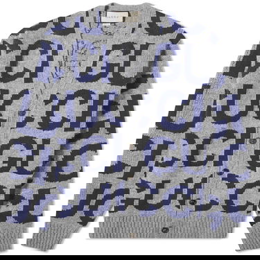 Villapaita Gucci Intarsia Logo Knit Cardigan Harmaa | 771707-XKDLV-1140, 0